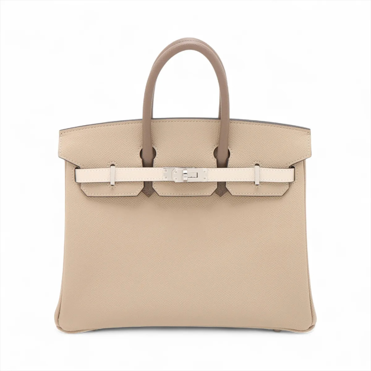 Hermès Birkin 25 Le Tournay Tricolor Veau Epsom Trench x etoupe x crêpe Silver M