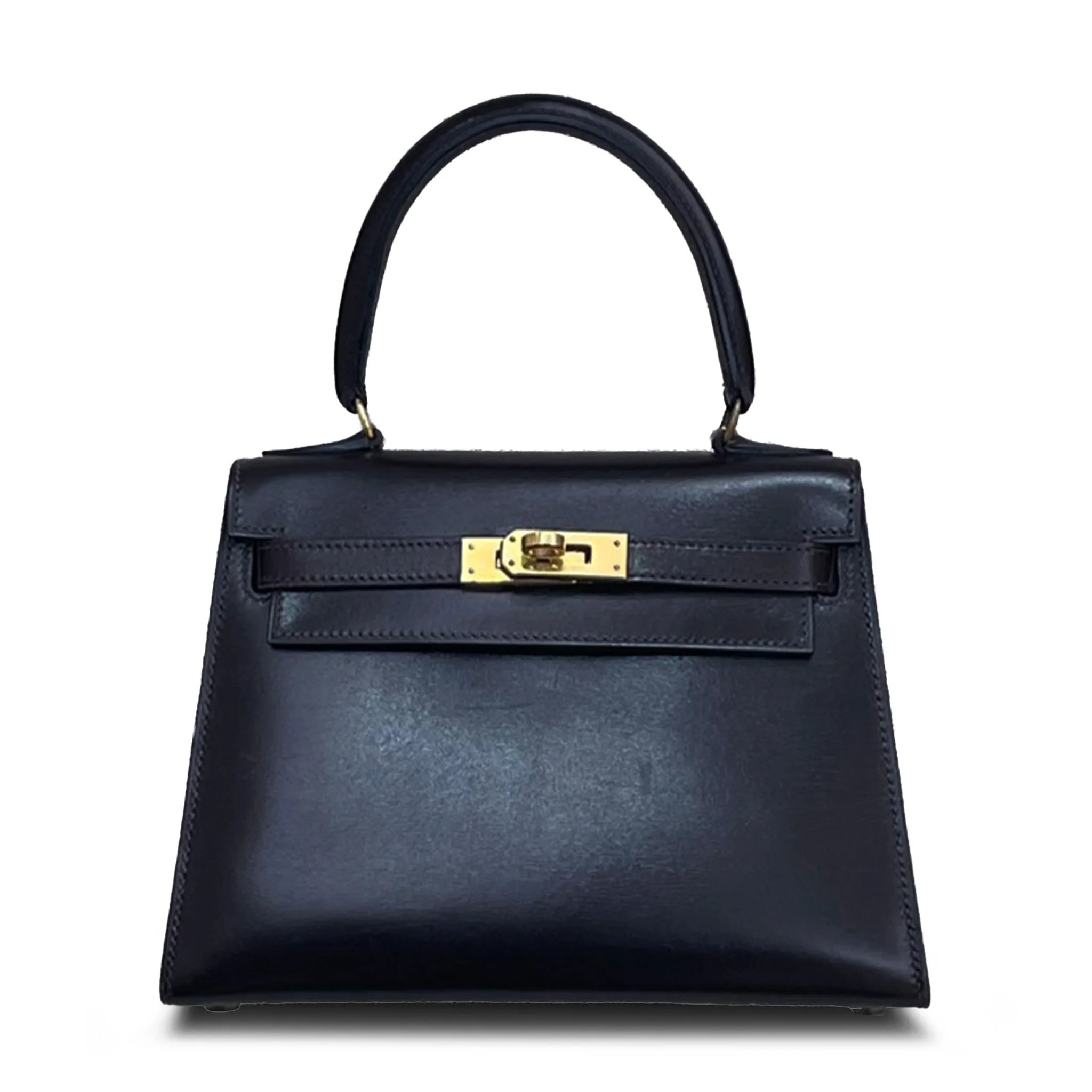 Hermes Good ( Rank AB) HERMÈS Vintage Mini Kelly 20 Brown Box-calf Gold hardware