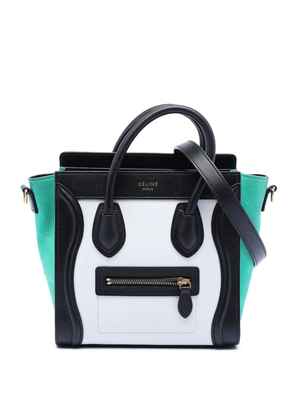 2015 Nano Tricolor Leather Luggage Tote satchel