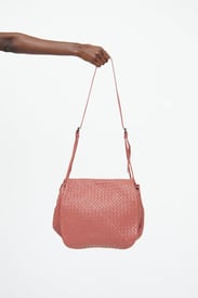Bottega Veneta Red Leather Intrecciato Messenger Bag