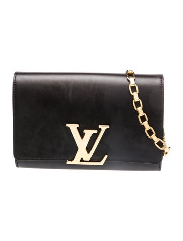 LV Monogram Black Calfskin Leather Chain Louise MM