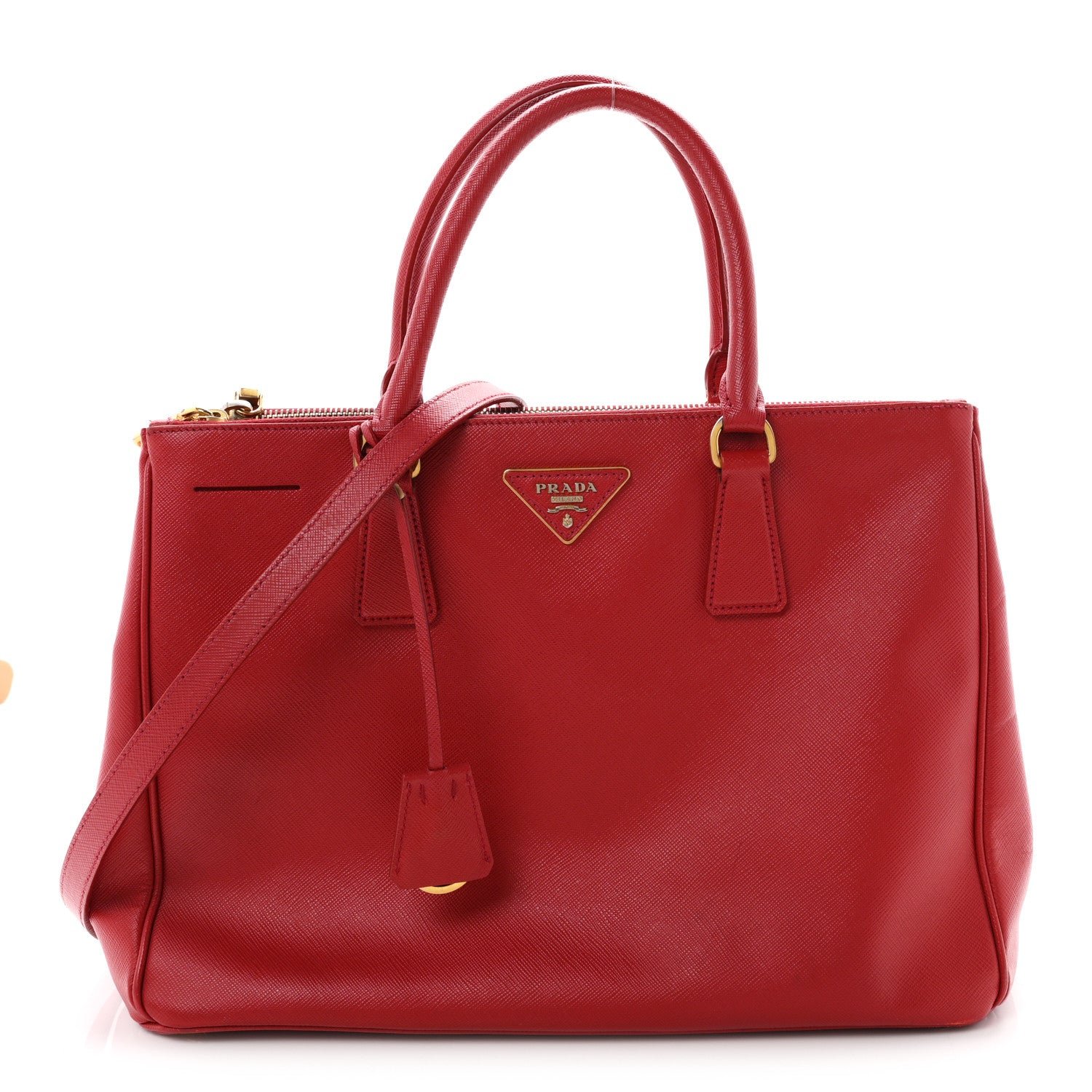 Prada Saffiano Lux Large Galleria Double Zip Tote Fuoco