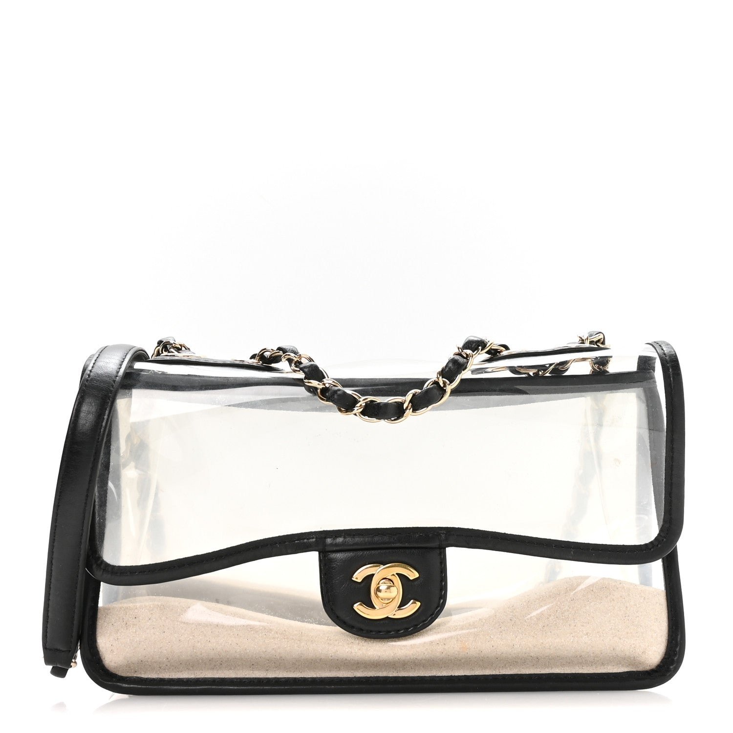 Chanel Lambskin PVC Medium Sand By The Sea Flap Black