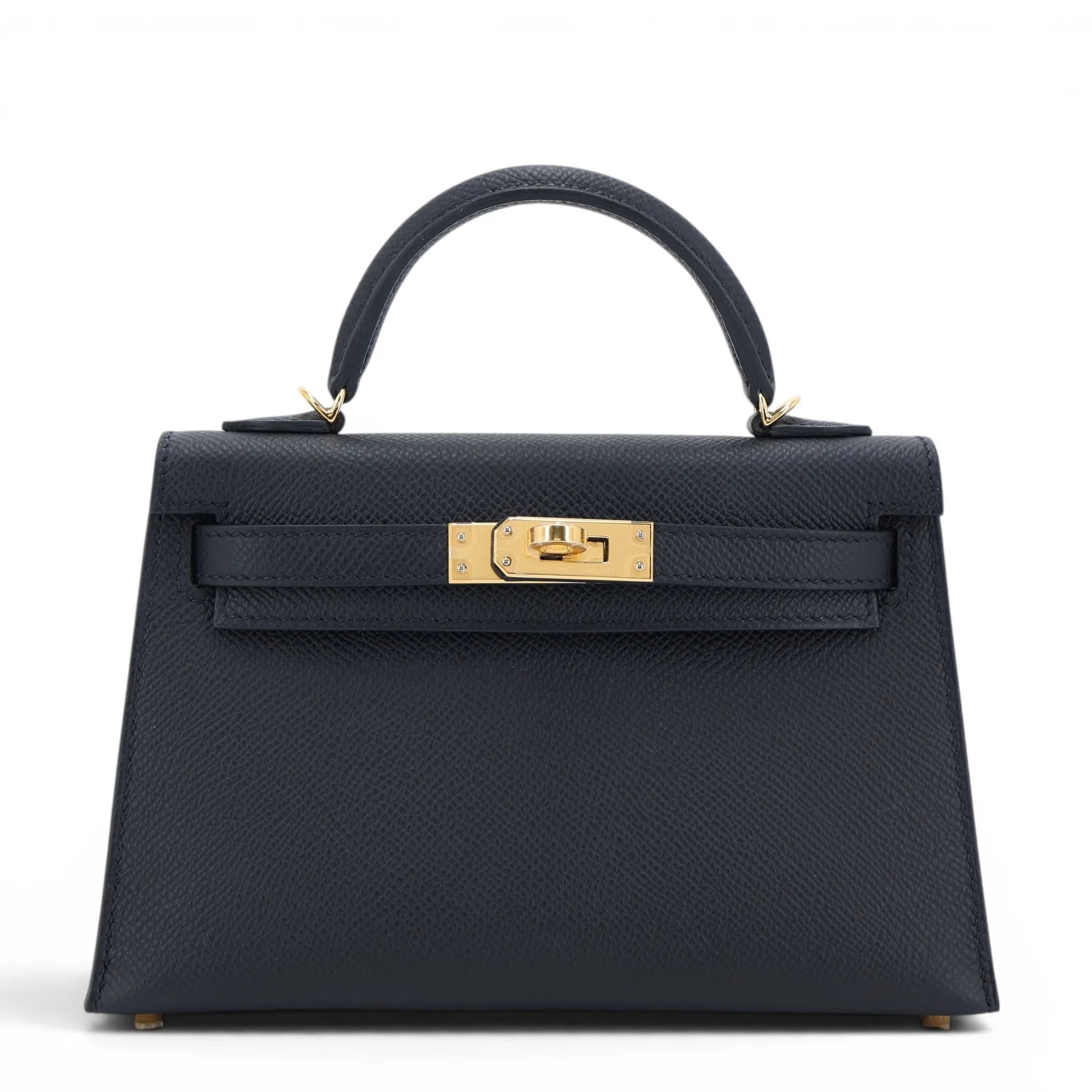 Unused ( Rank NS ) HERMÈS Mini Kelly II Noir (89) Epsom Gold hardware U (2022)