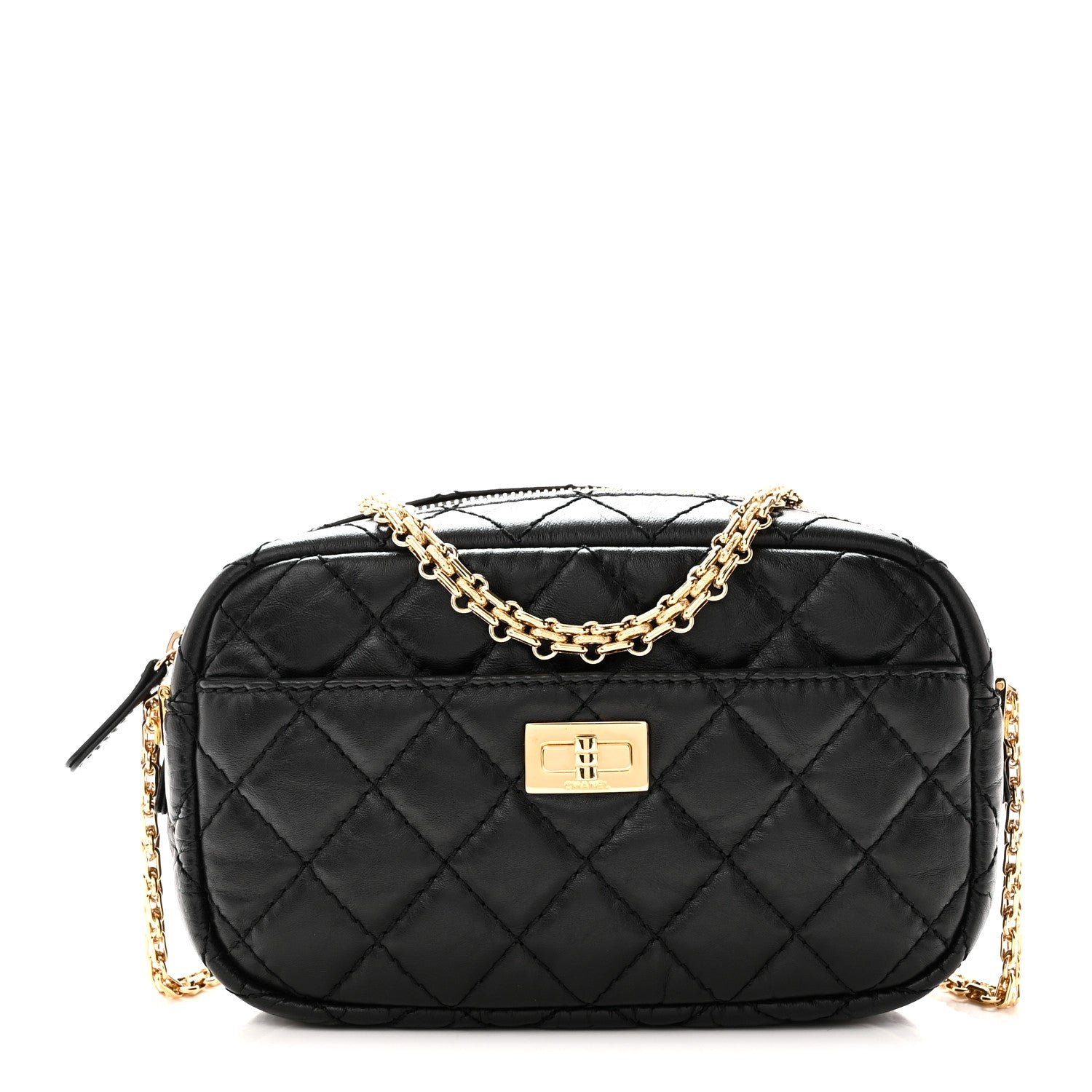 Chanel Aged Calfskin Quilted Mini Reissue Camera Case Black