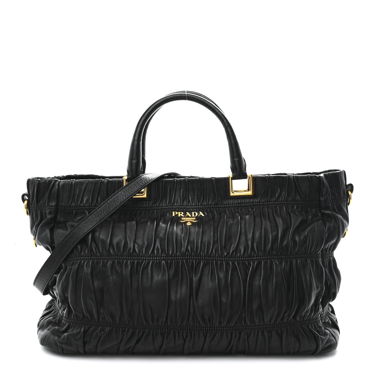 Prada Prada Nappa Gaufre Top Handle Satchel Black