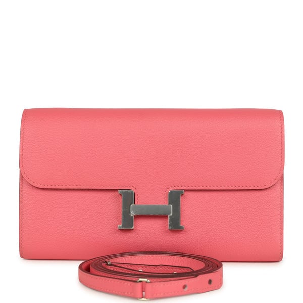 Hermes Hermes Constance Wallet To Go Rose Azalee Evercolor Palladium Hardware