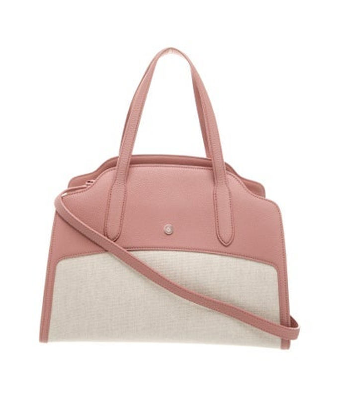 Loro Piana Piana Leather Large Sesia Canvas Calfskin Bag