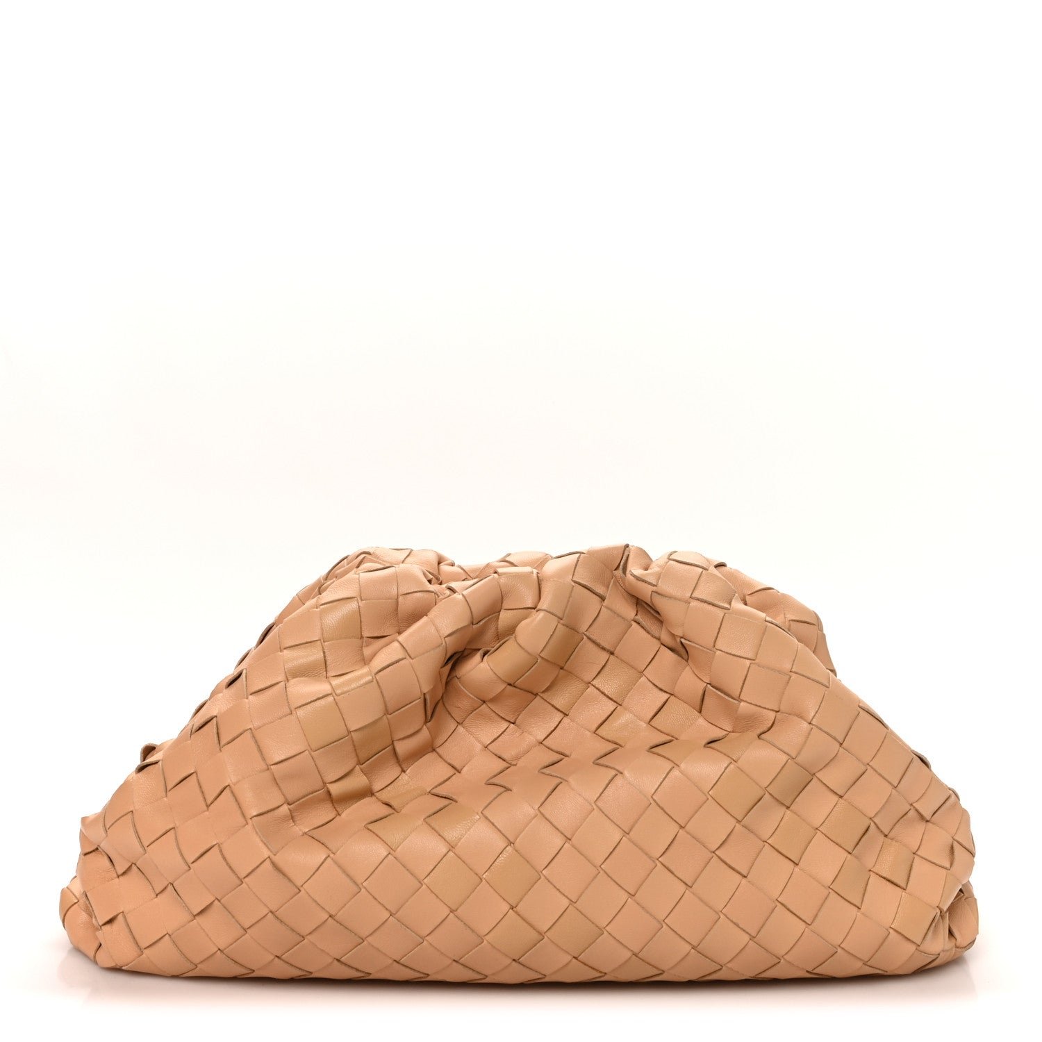Bottega Veneta Nappa Maxi Intrecciato The Pouch Oversized Clutch Caramel