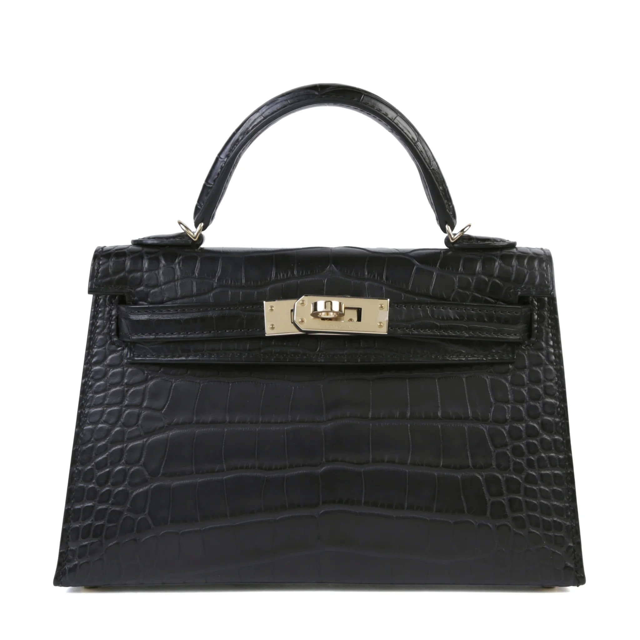 Unused ( Rank NS ) HERMÈS Mini Kelly II Noir (89) Matte Alligator Permabrass hardware G (2026)