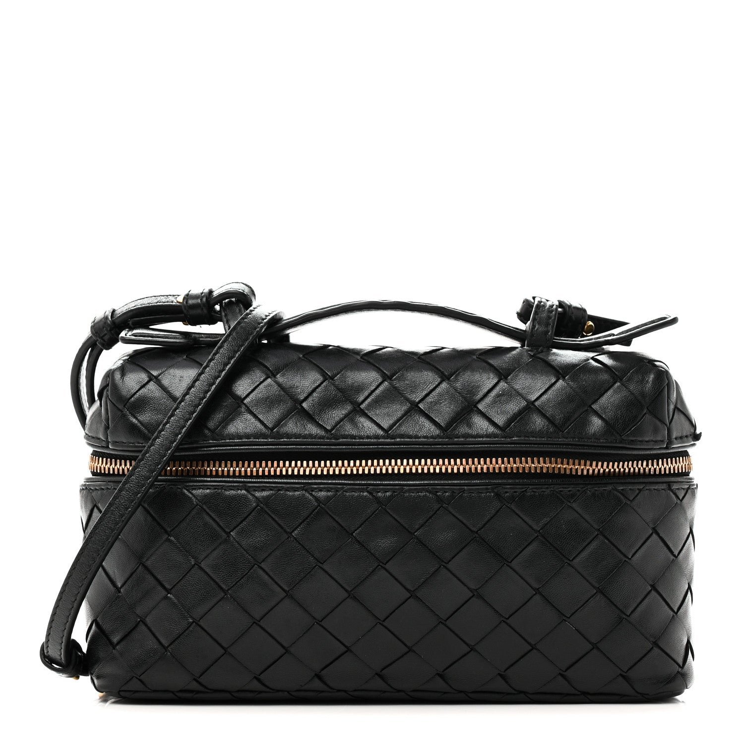 Bottega Veneta Calfskin Intrecciato Bang Bang Vanity Case Black
