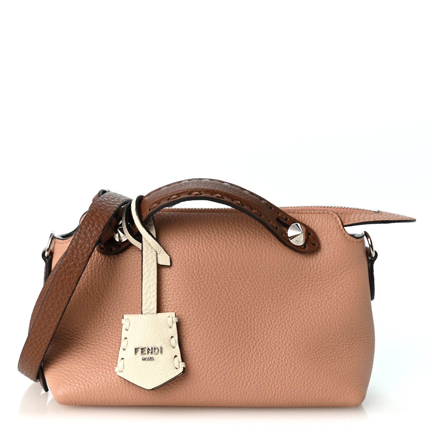 Fendi Cuoio Romano Selleria Sintetica Tape Stitch Mini By The Way Boston Bag Pink