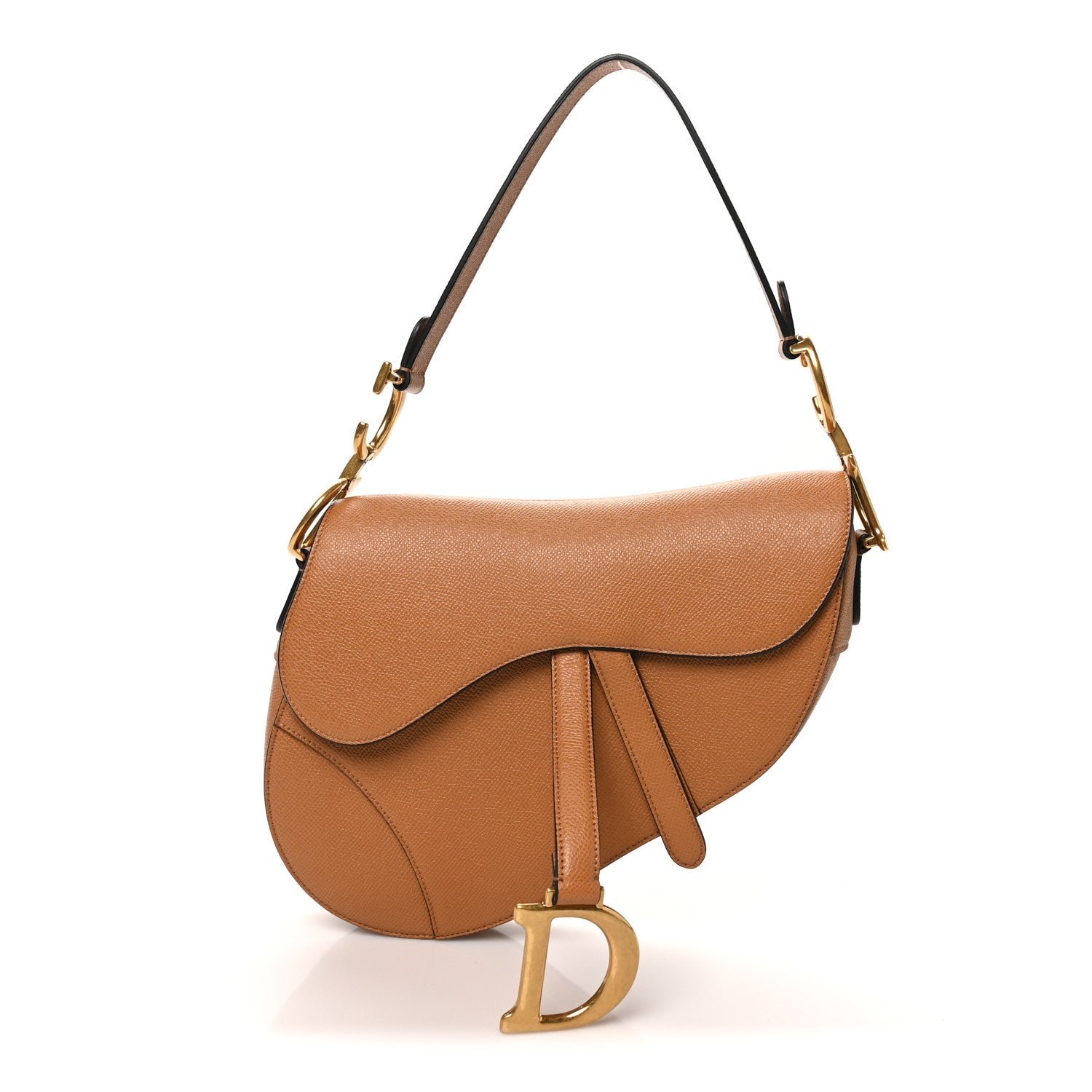 Christian Dior Grained Calfskin Saddle Bag Camello