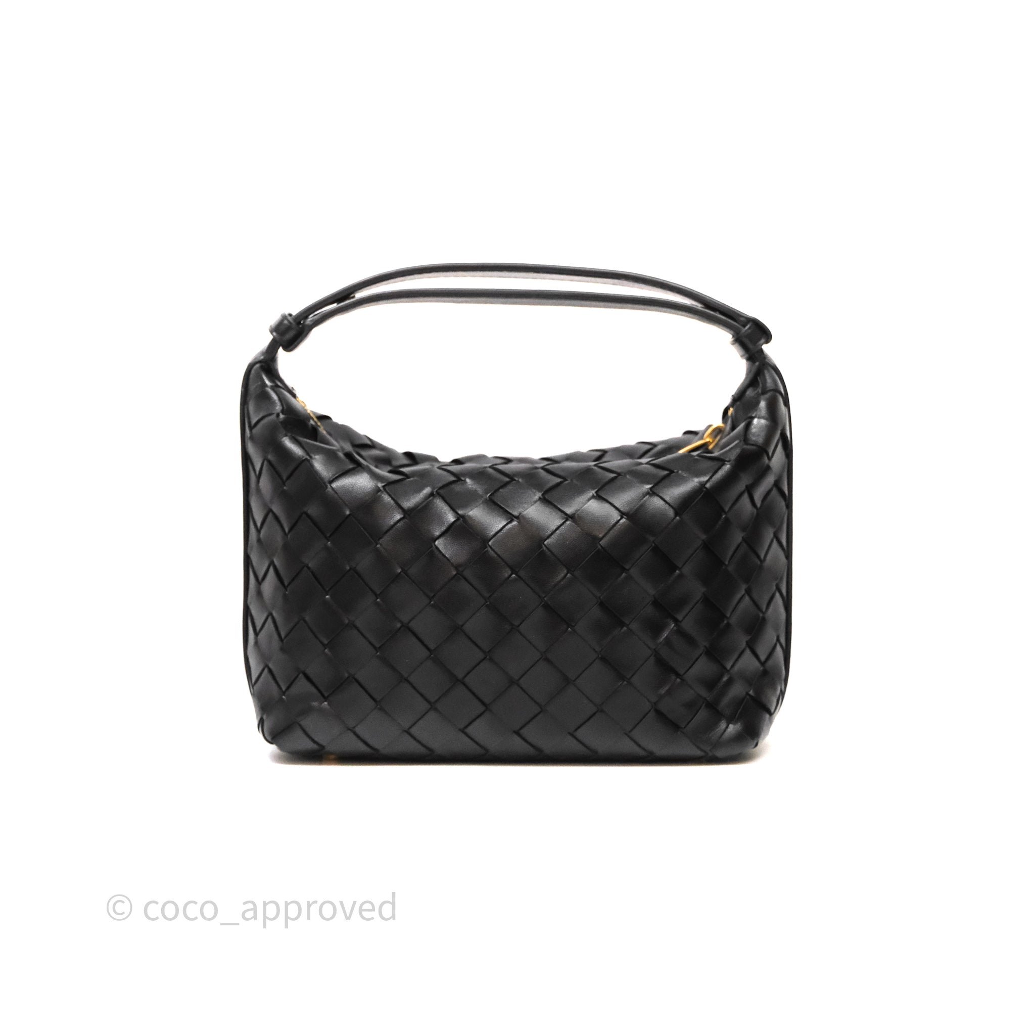 Bottega Veneta Wallace Mini Intrecciato Black Leather Bag