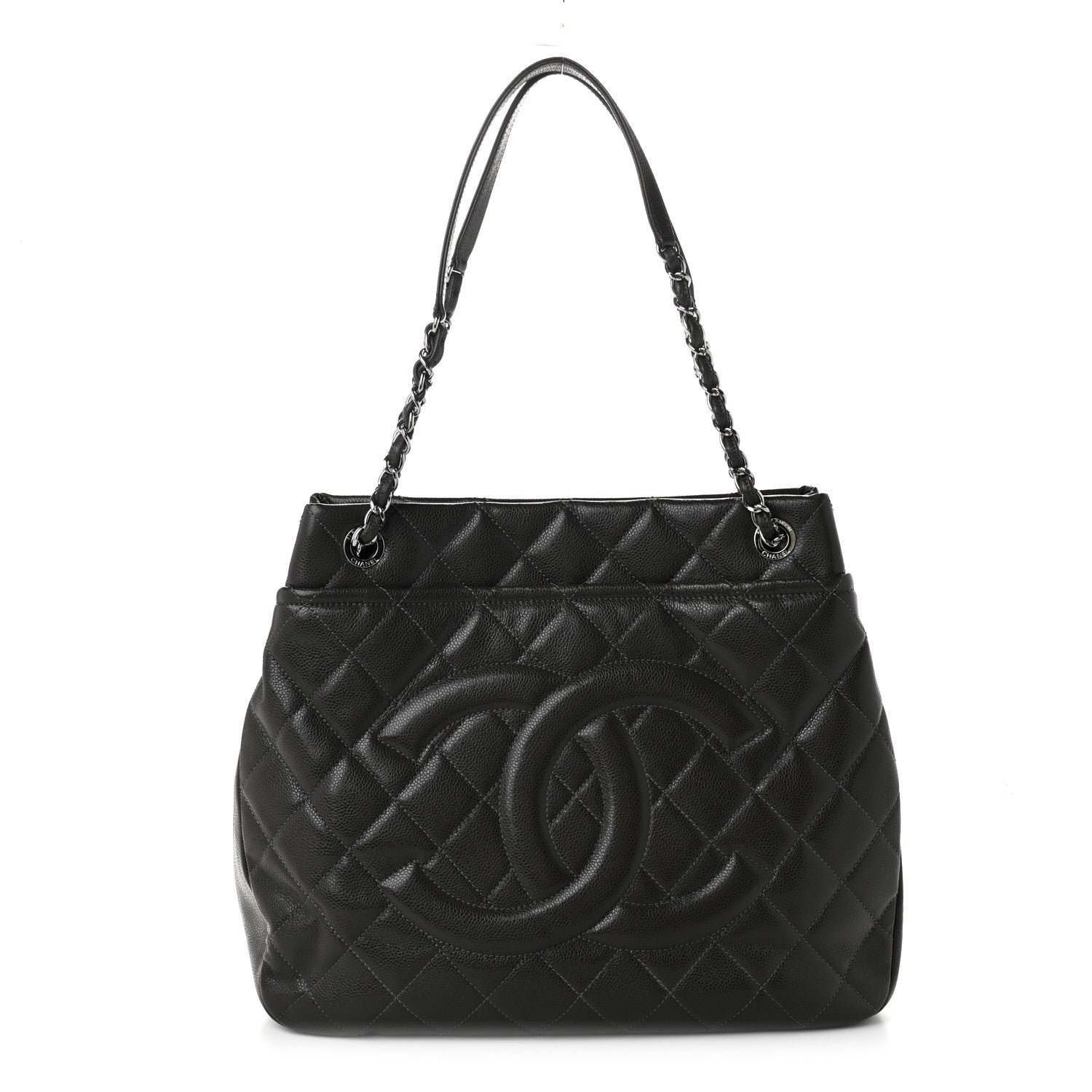 Chanel Caviar Quilted Timeless CC Soft Tote Dark Grey