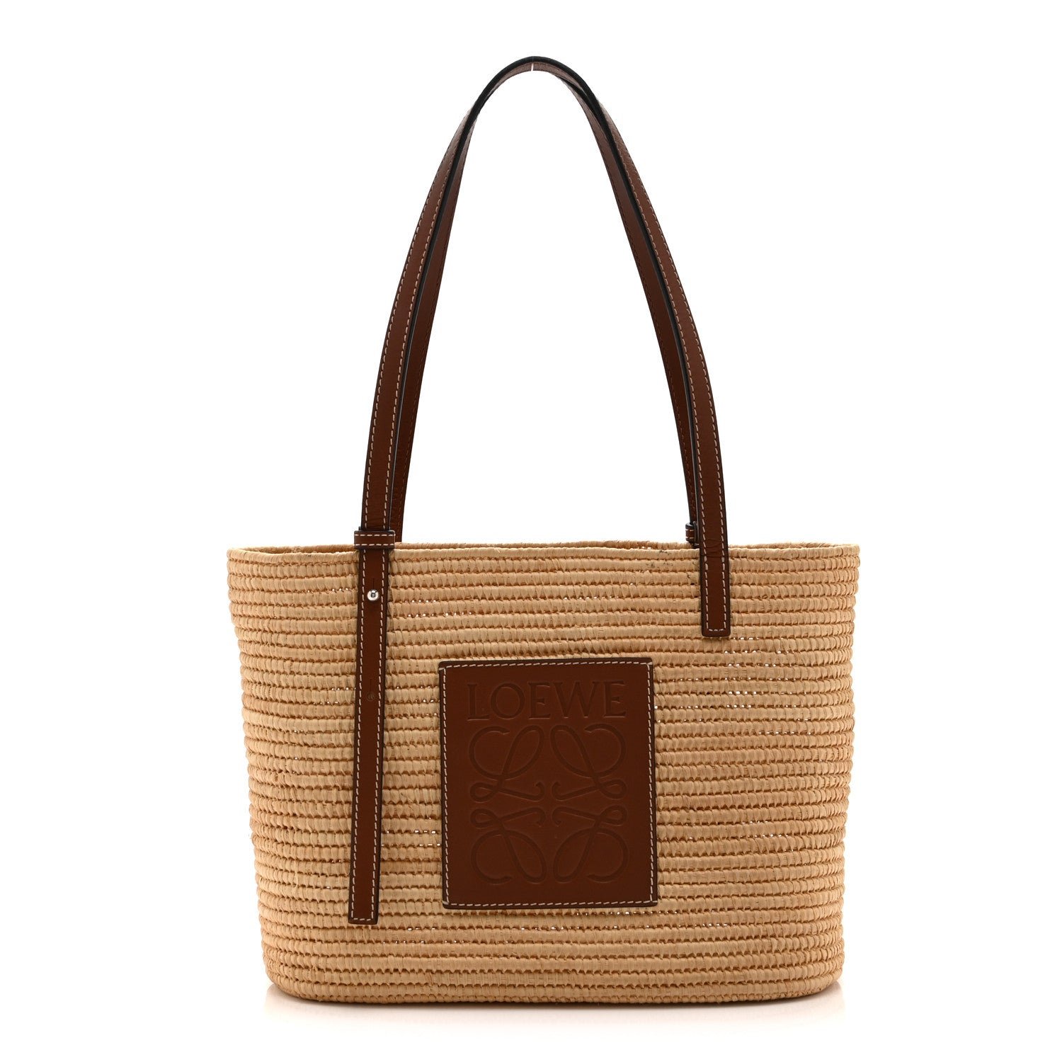 Loewe Raffia Small Square Basket Tote Bag Natural Tan