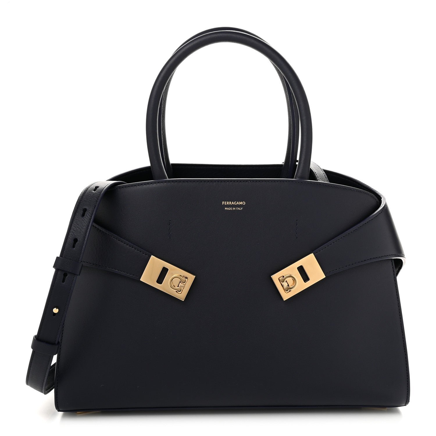 Salvatore Ferragamo Calfskin Small Hug Bag Midnight