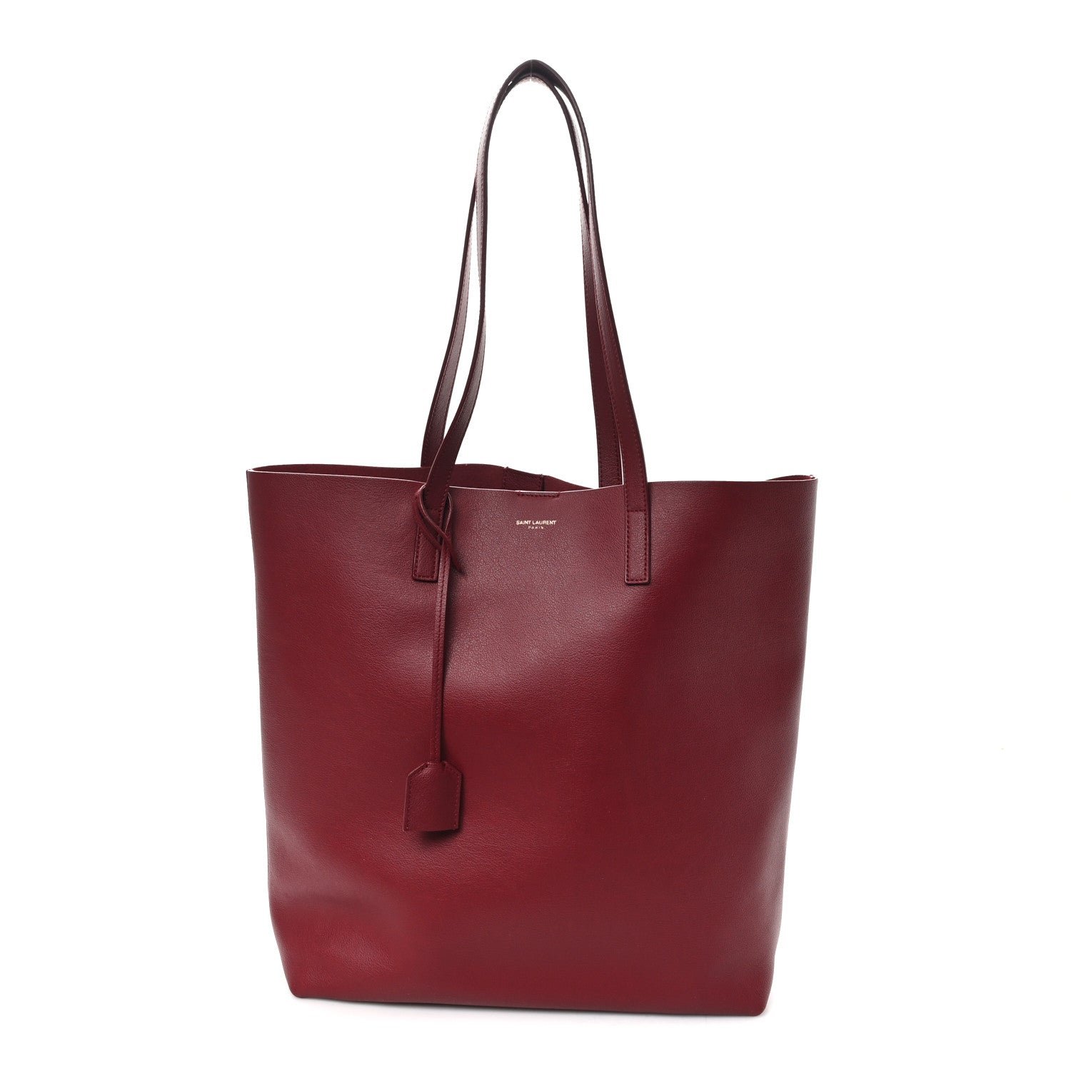 Saint Laurent Calfskin Medium Shopping Tote Bordeaux