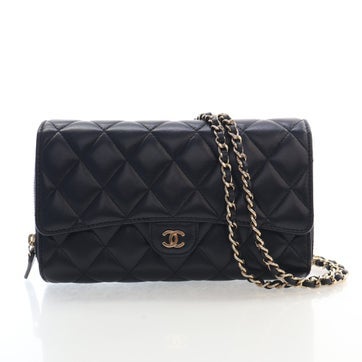 Lambskin Wallet on Chain with Pouch Mini