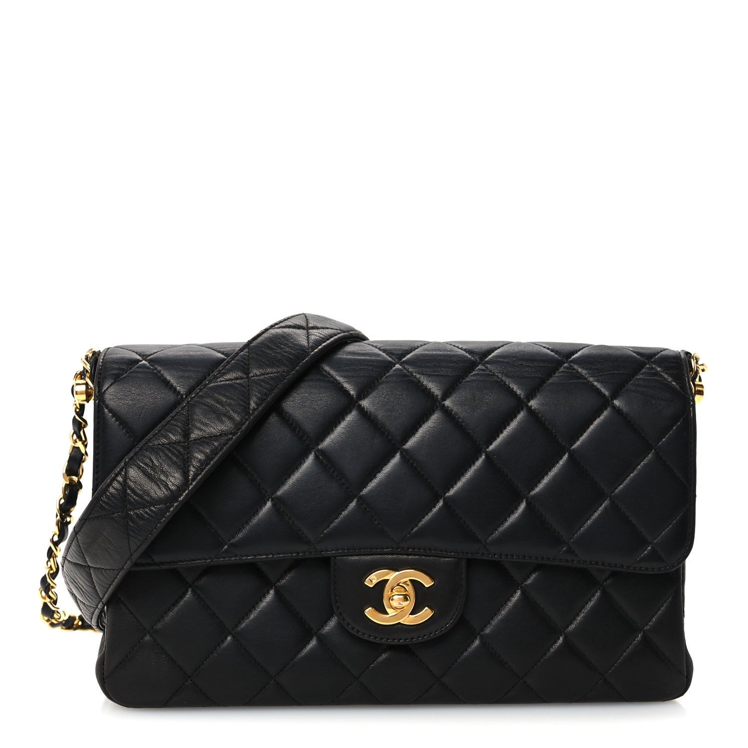Chanel Lambskin Quilted Medium Double Sided Flap Black