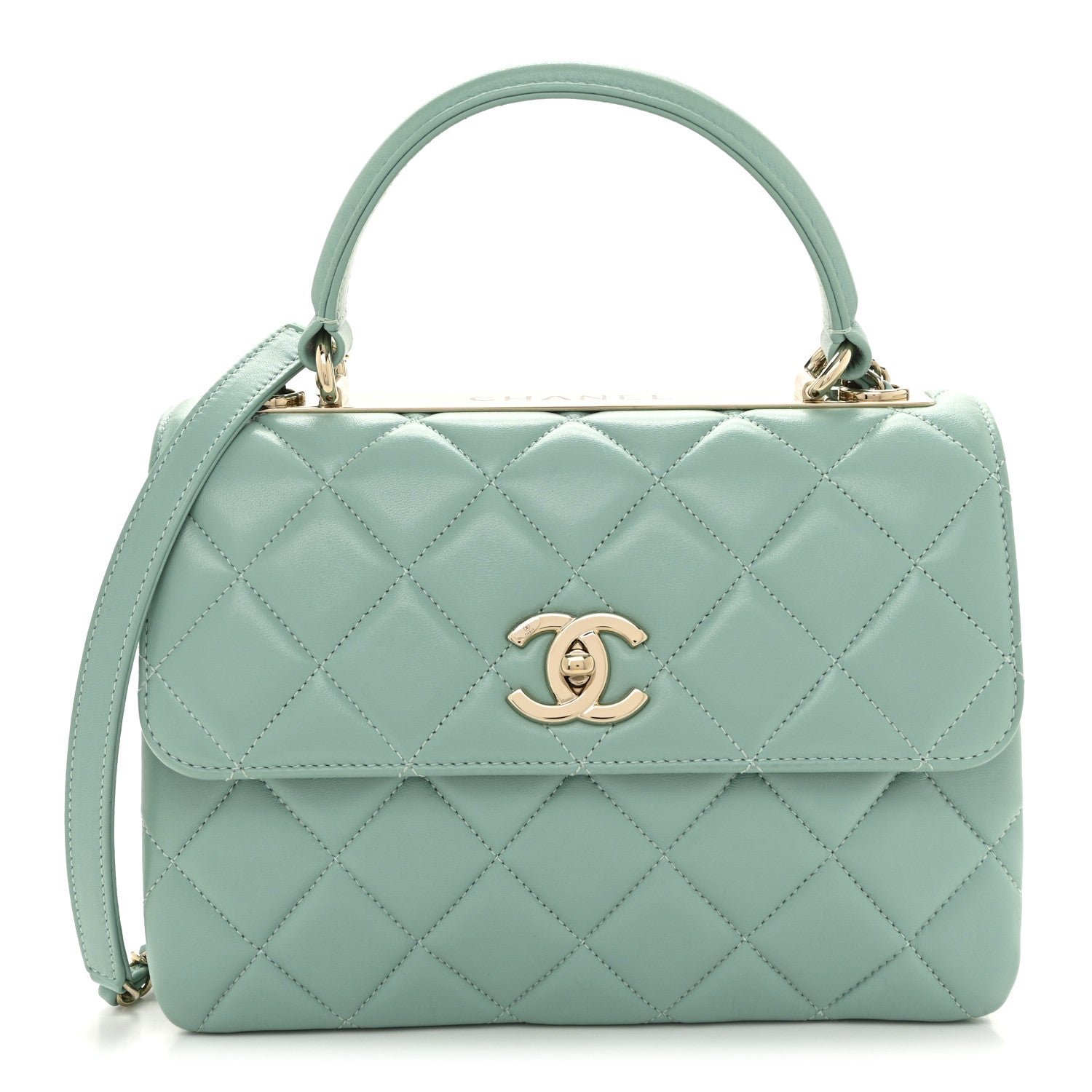 Chanel Lambskin Quilted Small Trendy CC Flap Dual Handle Bag Turquoise
