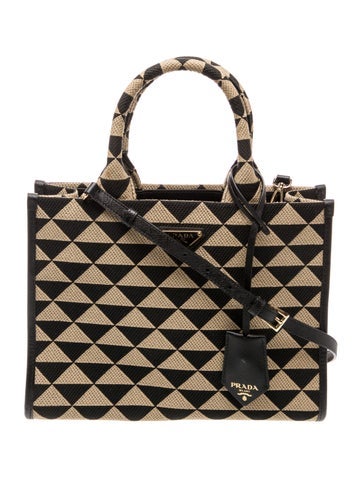 Enameled Metal Triangle Symbole Jacquard Handle Bag Small