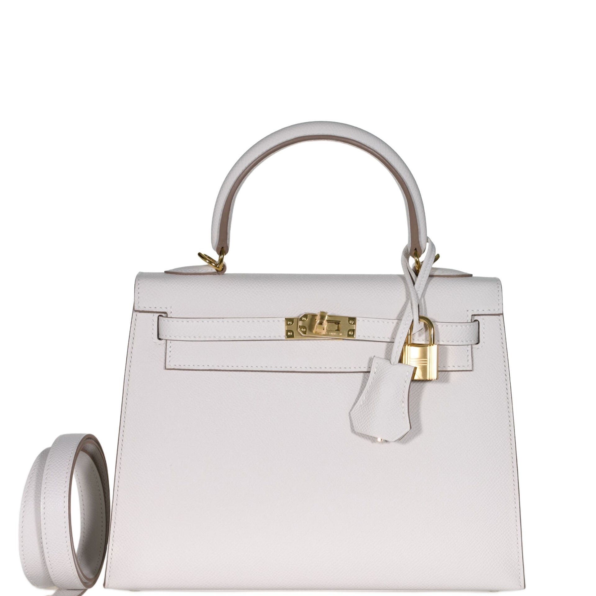 Hermes Hermès Kelly 25 Sellier Gris Pale Epsom Gold Hardware