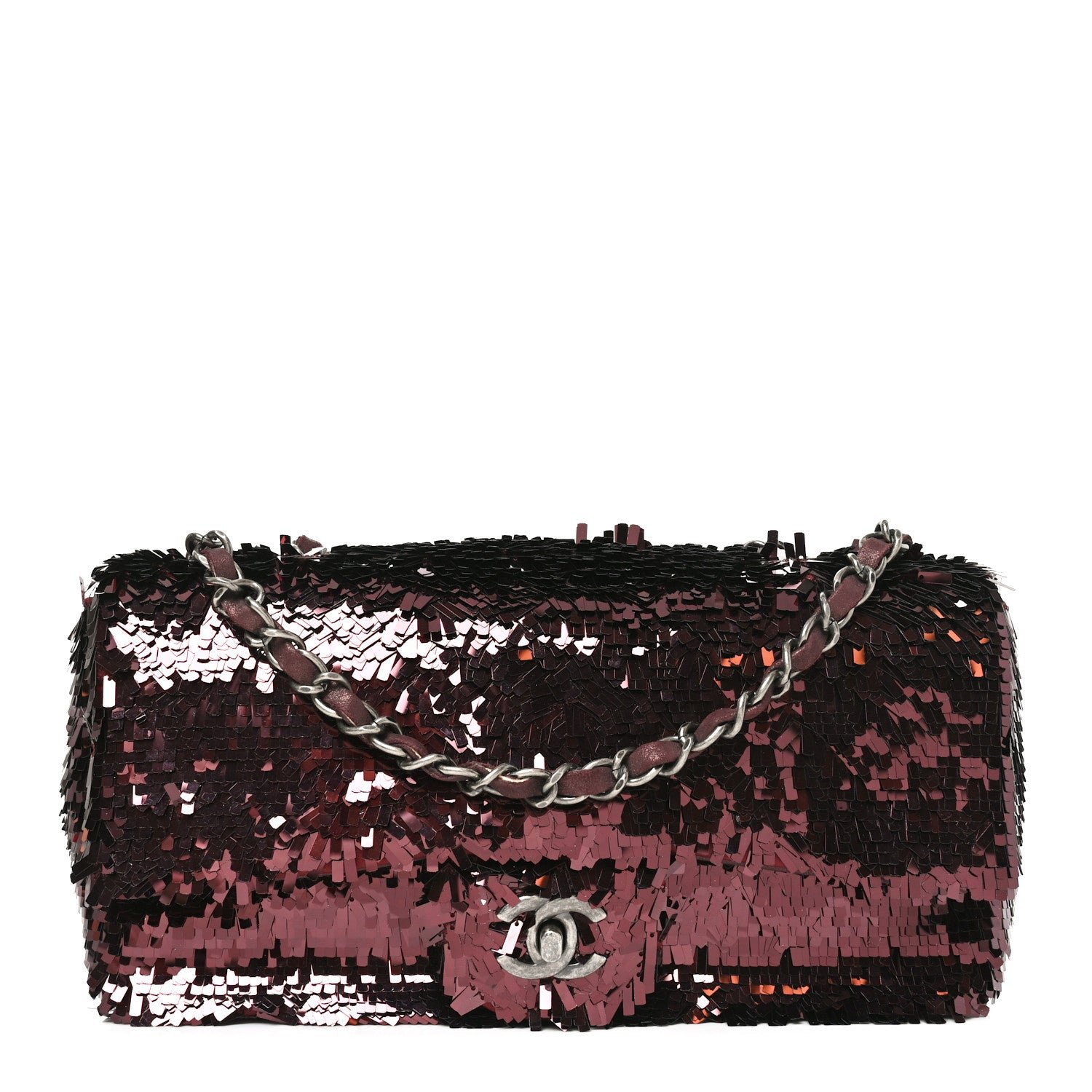Chanel Sequin Embroidered Medium Flap Bordeaux