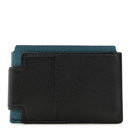 Hermes Allegretto Chevre Mysore H Sport 3CC Card Holder Case Black Vert Bosphore