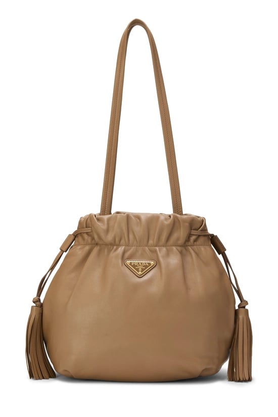 Brown Calfskin Drawstring Tote
