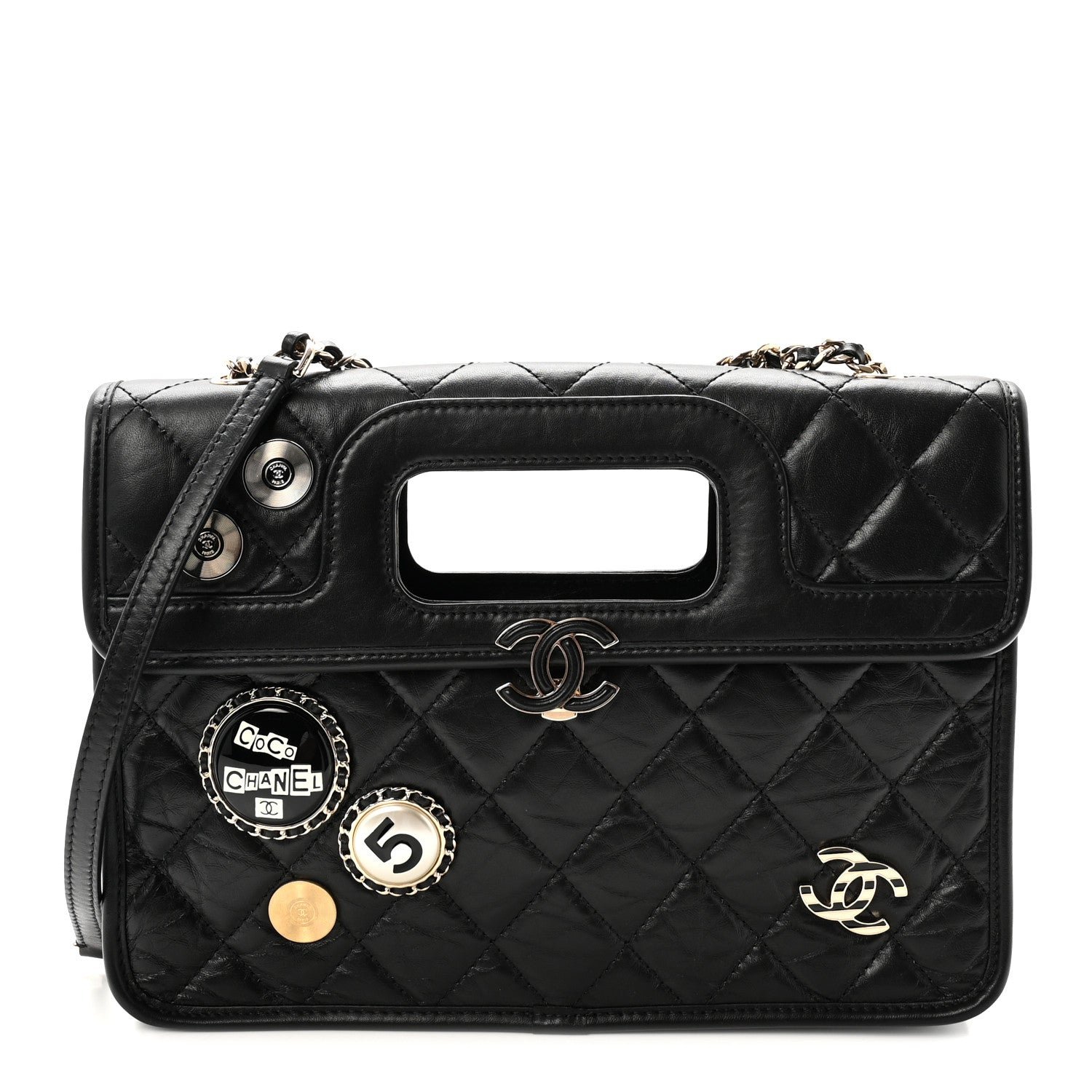 Chanel Aged Calfskin Charms Flap Bag Black