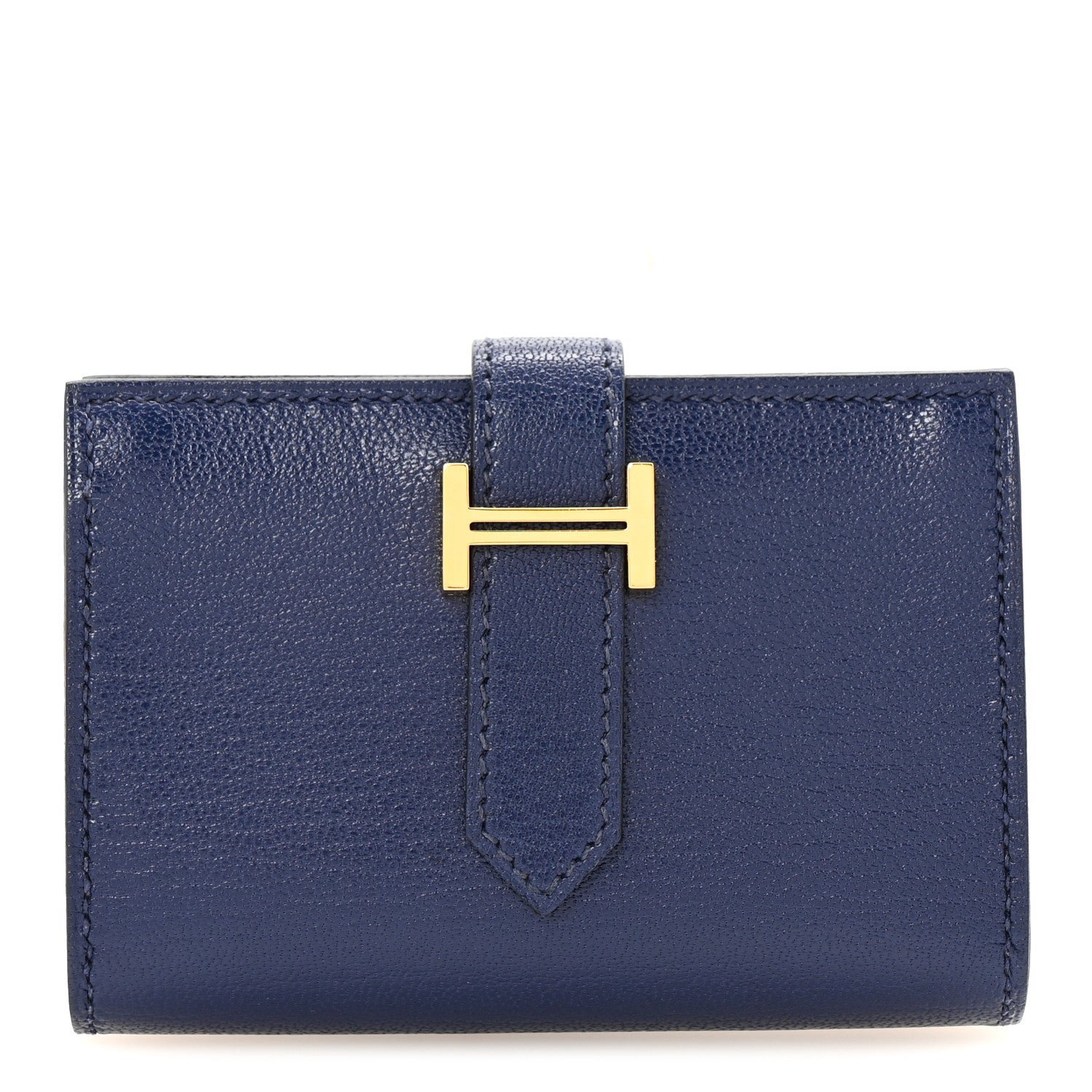 Hermes Chevre Mysore Mini Bearn Wallet Bleu Saphir