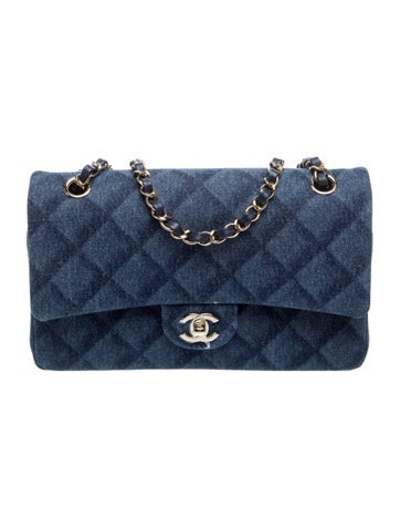 Denim 3D Classic Medium Double Flap Bag