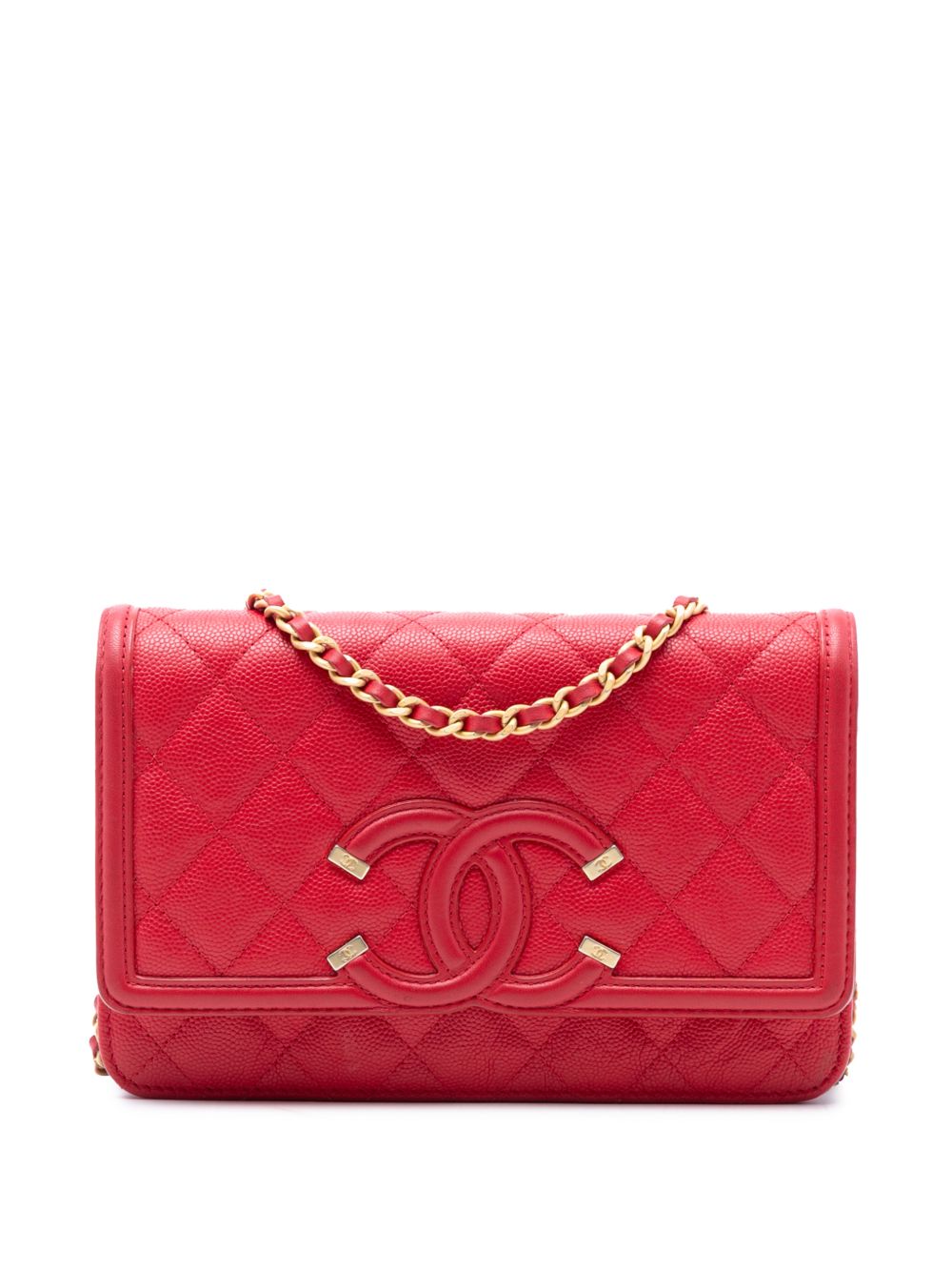 2018 Caviar CC Filigree Wallet On Chain crossbody bag