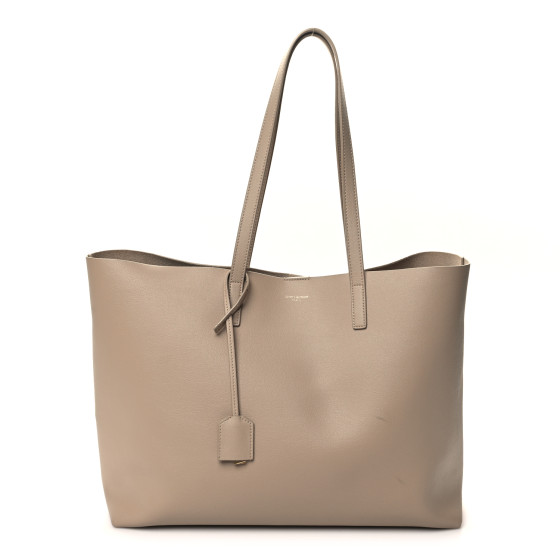 Saint Laurent Calfskin Large Shopping Tote Dark Beige