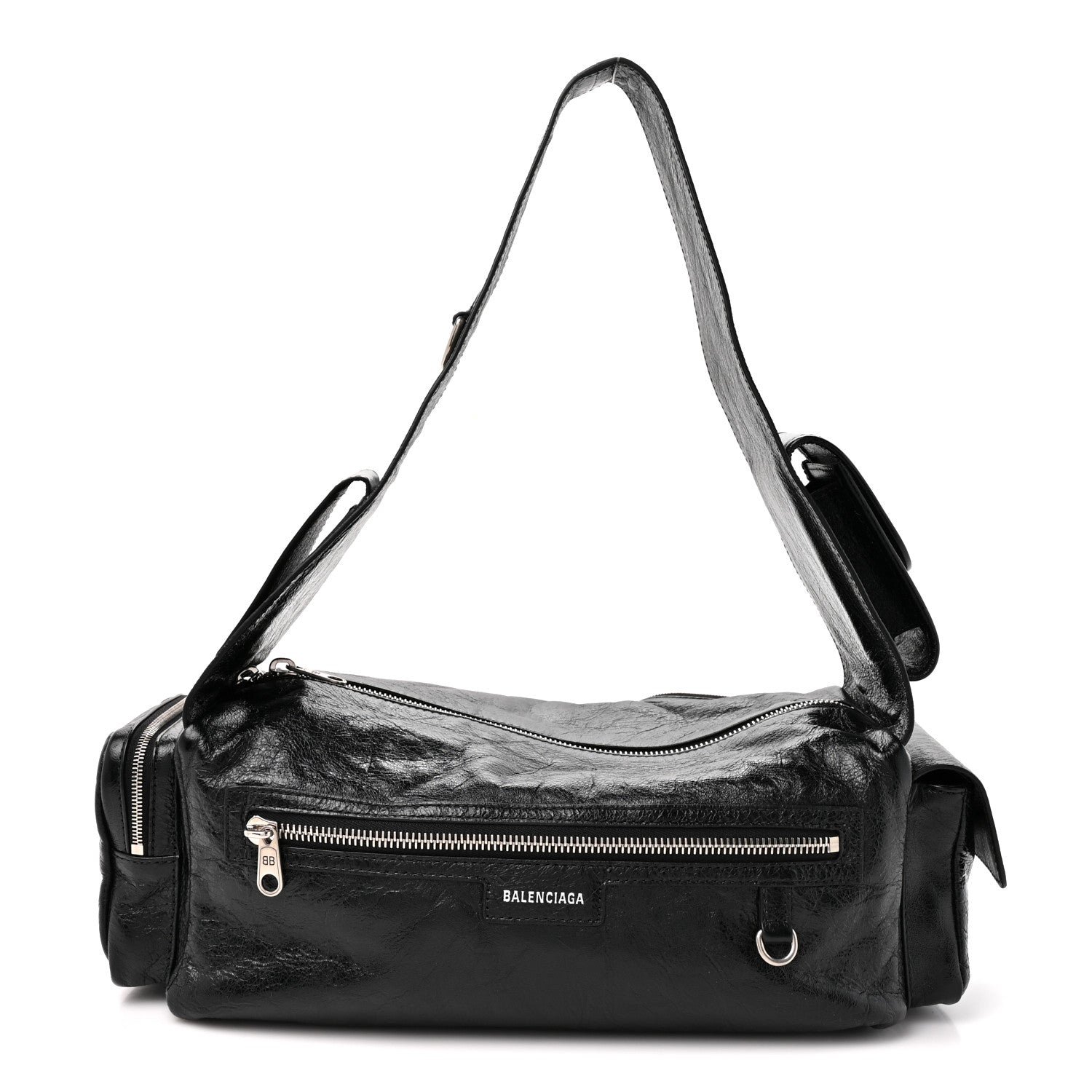 Balenciaga Agneau Arena Men's Superbusy Small Sling Zip Shoulder Bag Black