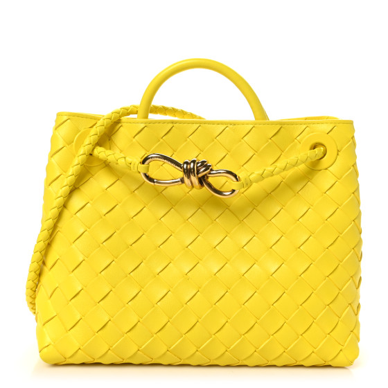 Bottega Veneta Nappa Intrecciato Small Andiamo Shoulder Bag Sulfur