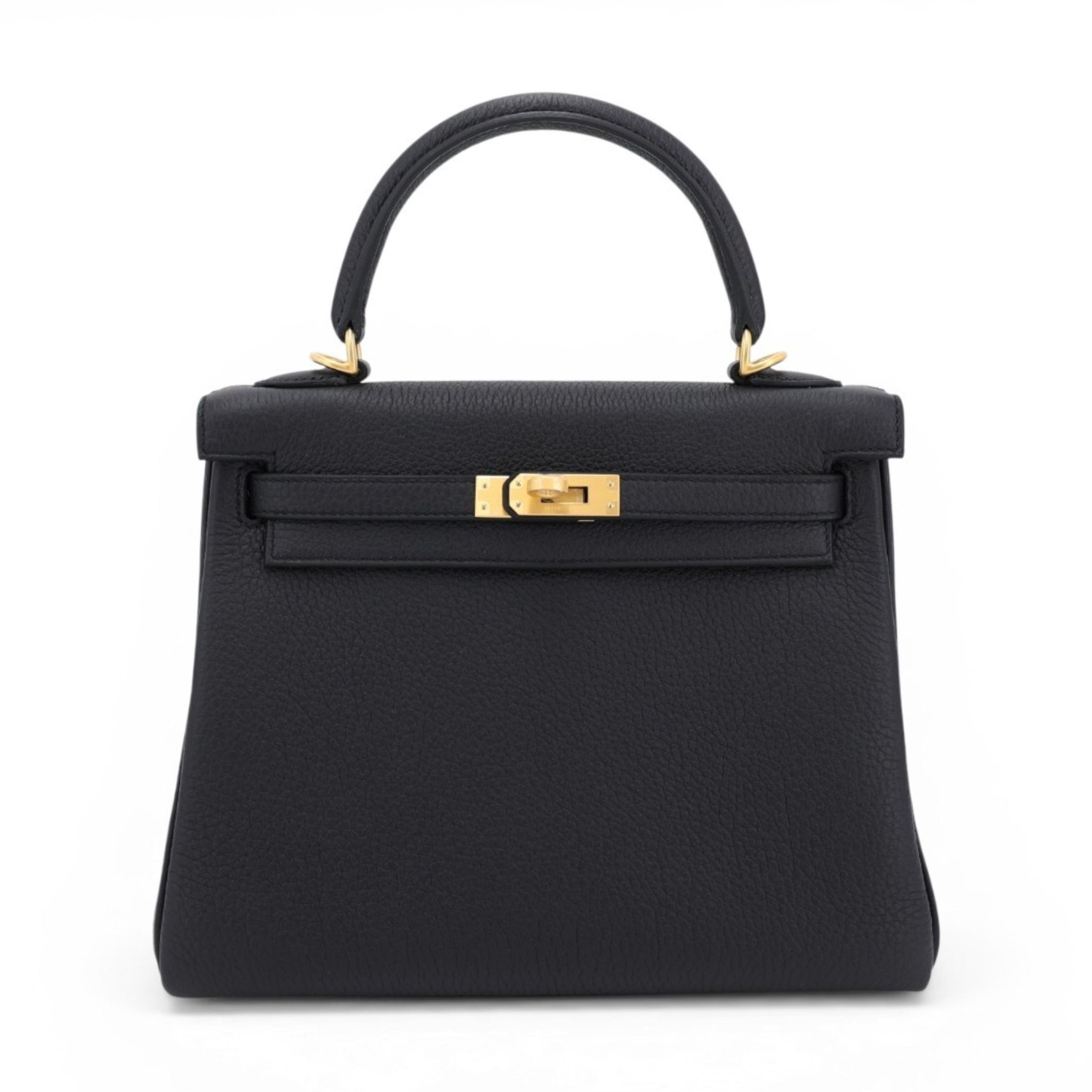 Brand New ( Rank N ) HERMÈS Kelly 25 Noir (89) Togo Brushed Gold hardware K (2025)