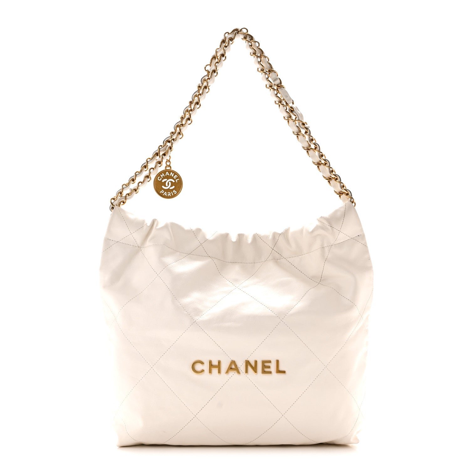 Chanel Shiny Calfskin Quilted Small Chanel 22 White