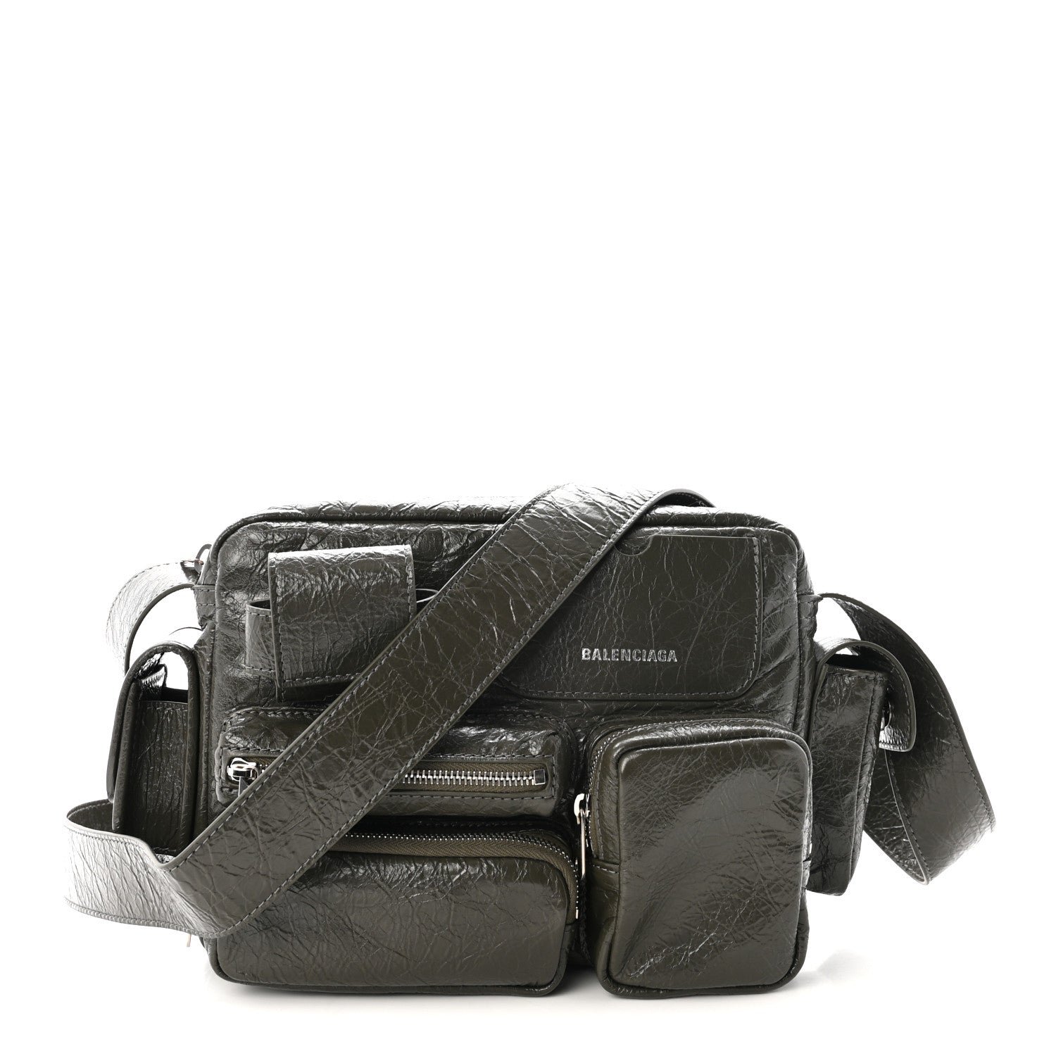 Balenciaga Agneau Arena Superbusy Camera Bag Khaki