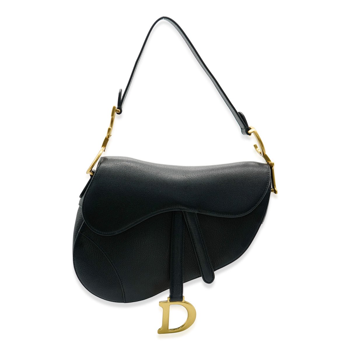 Black Grained Calfskin Saddle Bag