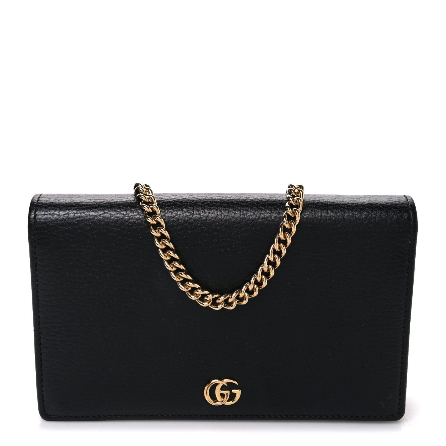 Gucci Calfskin Mini GG Marmont Chain Wallet Black