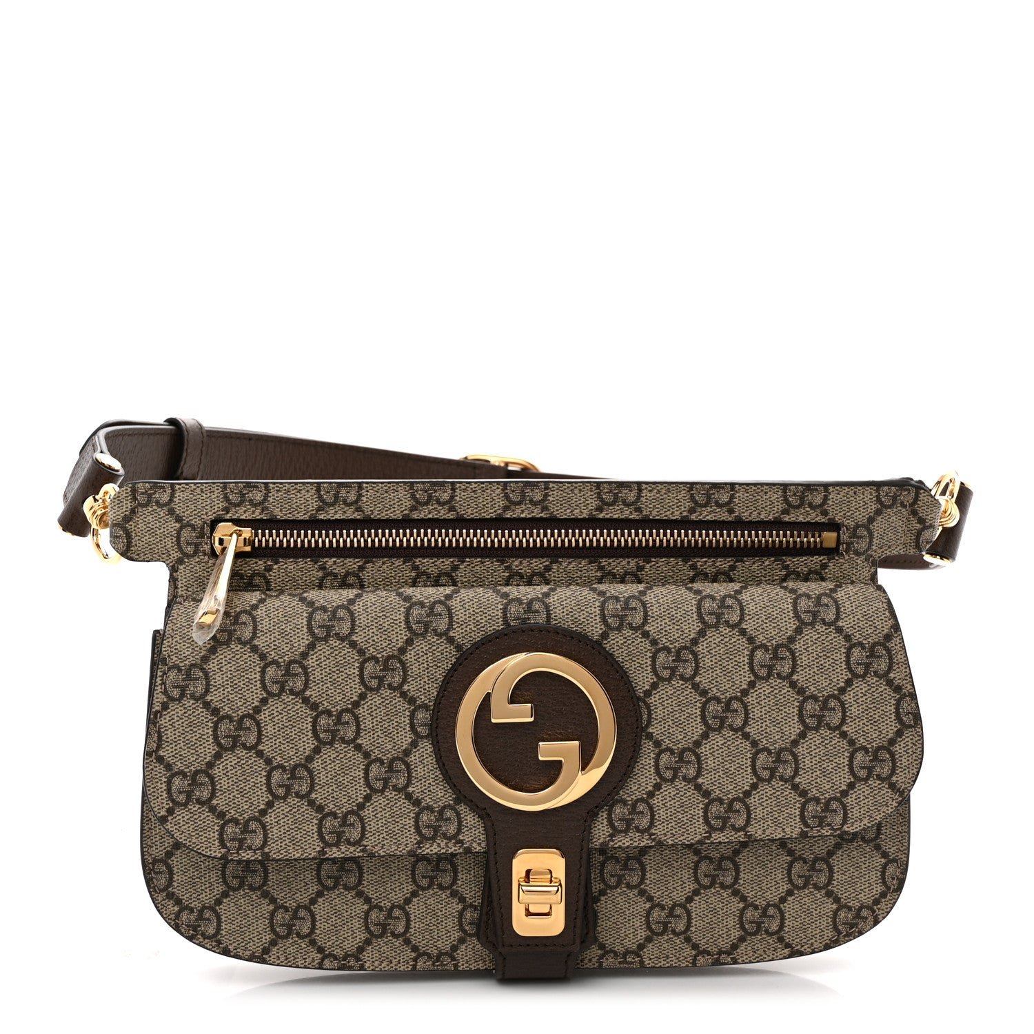Gucci GG Supreme Monogram Textured Dollar Calfskin Blondie Belt Bag  Beige Ebony New Acero