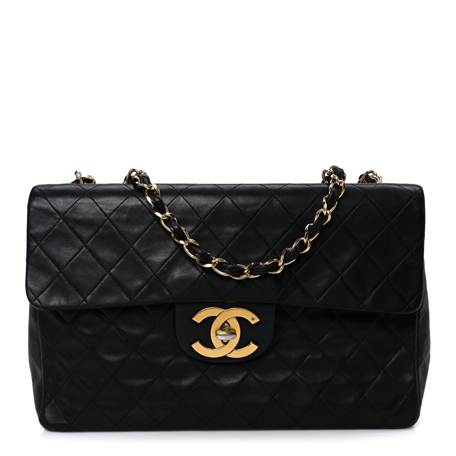 Chanel Lambskin Quilted XL Jumbo Single Flap Black