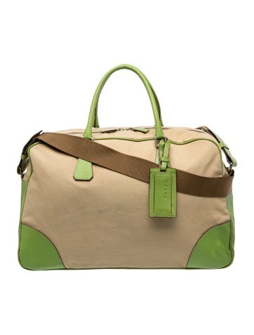 Canvas Calfskin Canvas Large Bauletto Beige Green Large