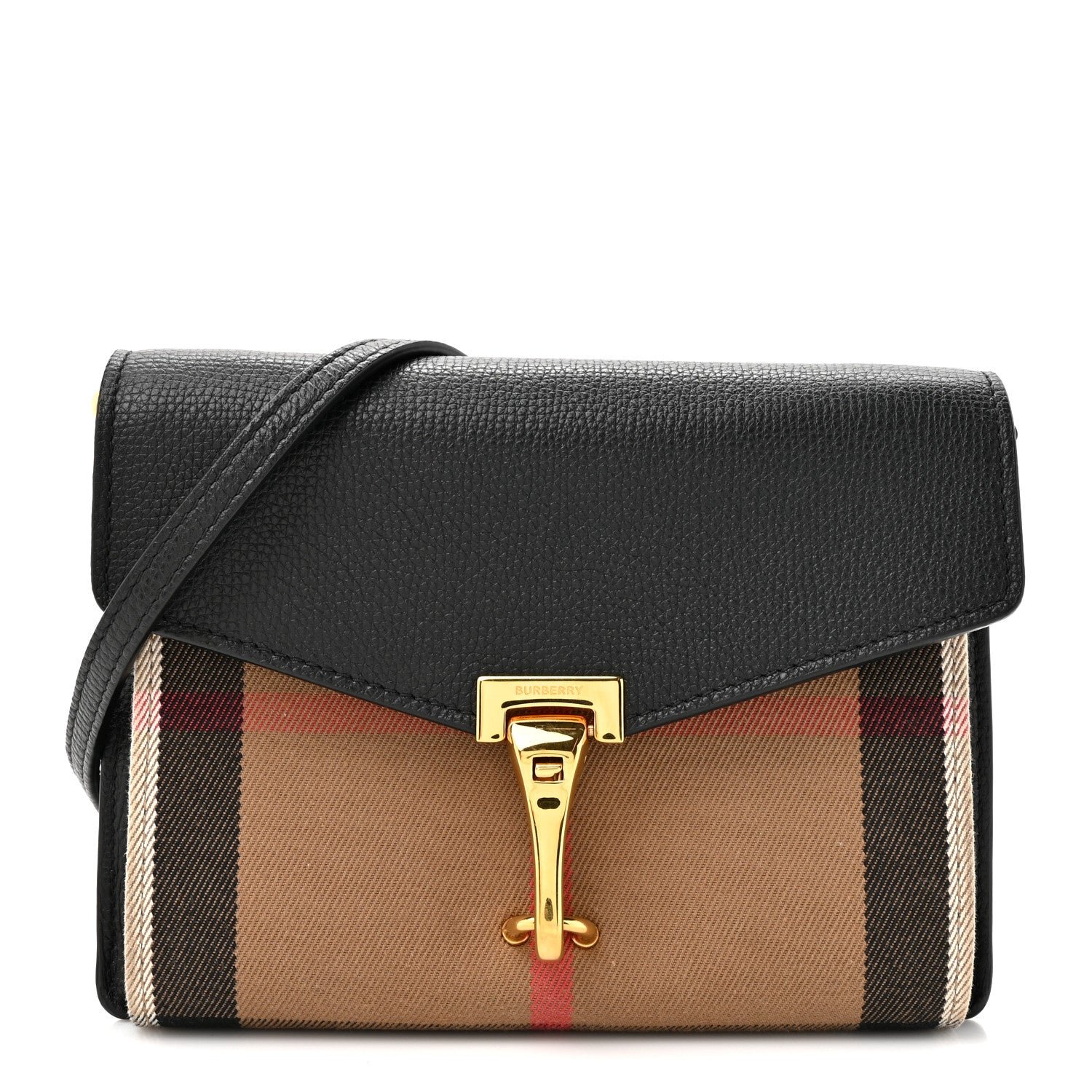Derby Calfskin House Check Small Macken Crossbody Bag Black