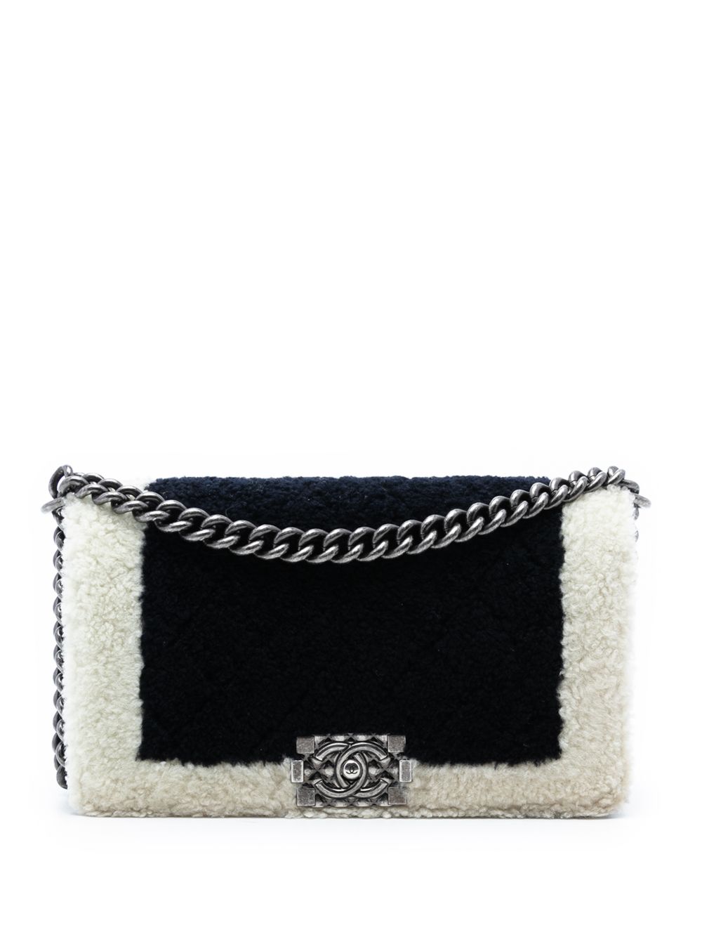 2015-2016 Old Medium Bicolor Shearling Boy Flap crossbody bag
