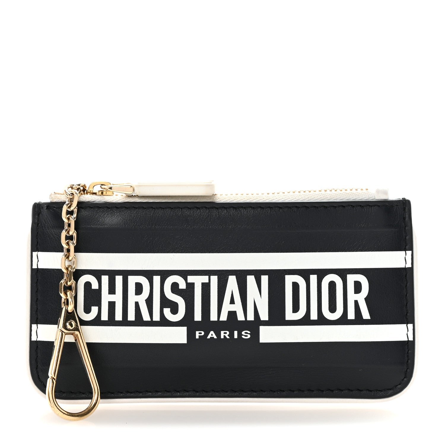 Christian Dior Calfskin Vibe Zip Key Wallet Blue White