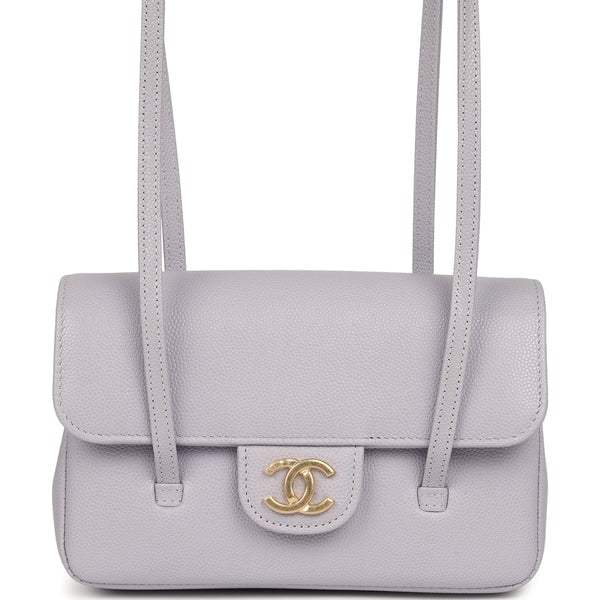 Chanel Mini Preppy Coco Clutch with Straps Light Purple Shiny Caviar Brushed Gold Hardware