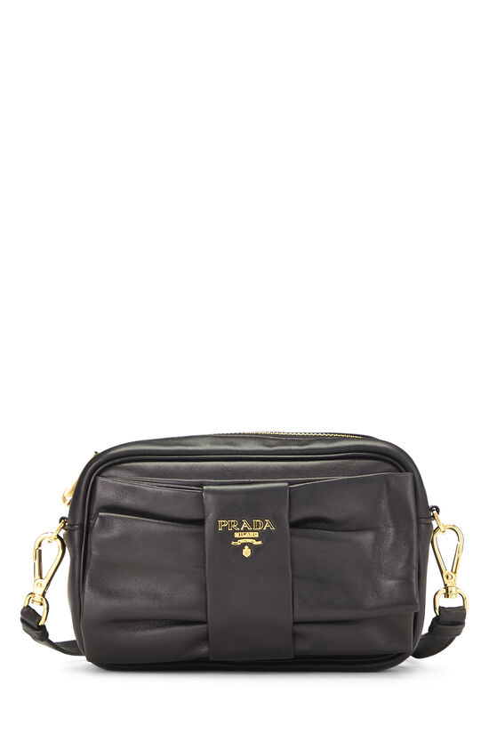 Prada Black Calfskin Bow Camera Crossbody Mini